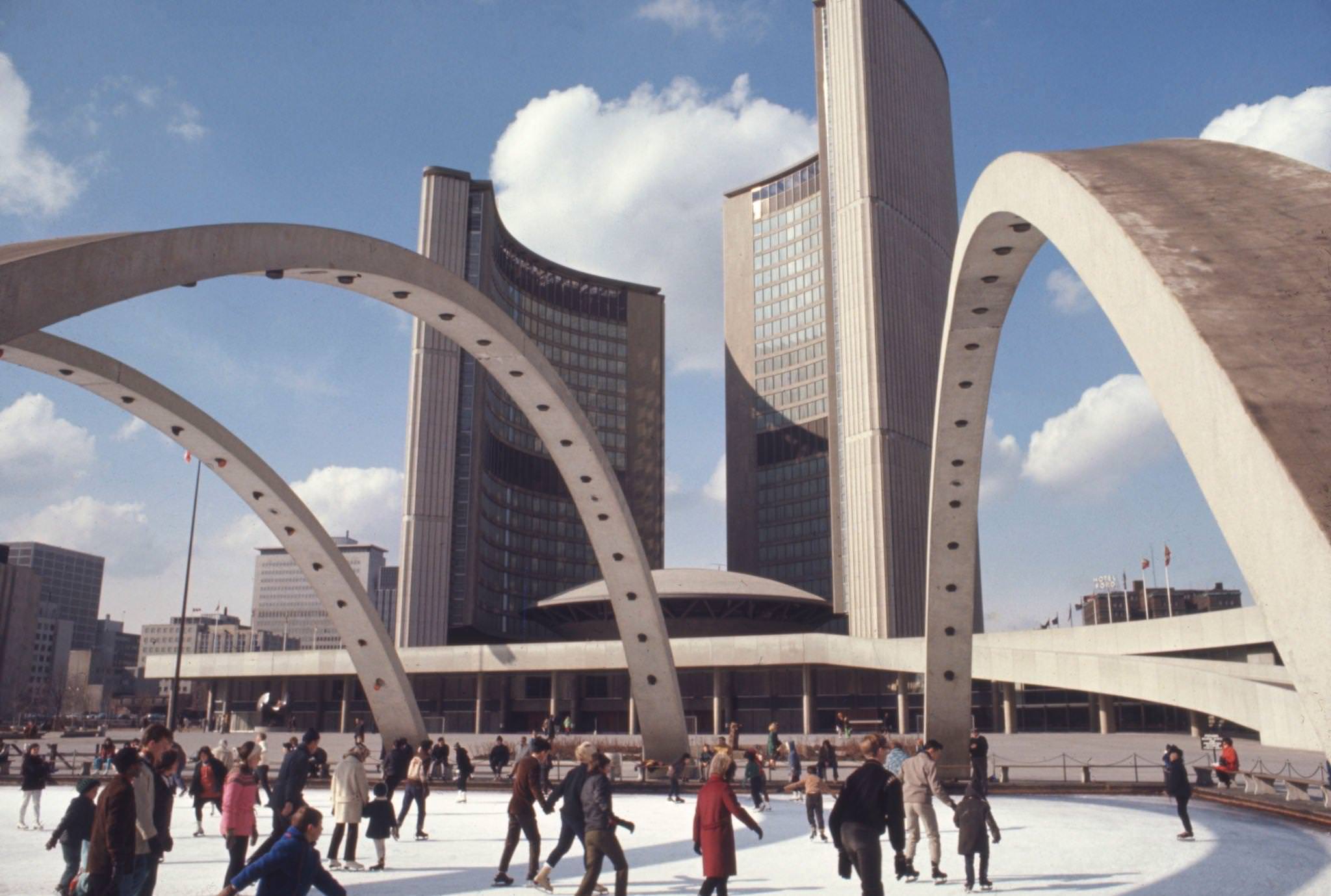 Skating rink in front of Toronto City Hall, 1980