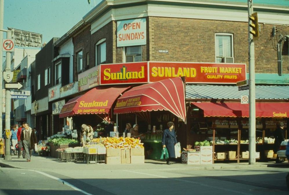South-east corner, Carlaw and Danforth avenues, 1989
