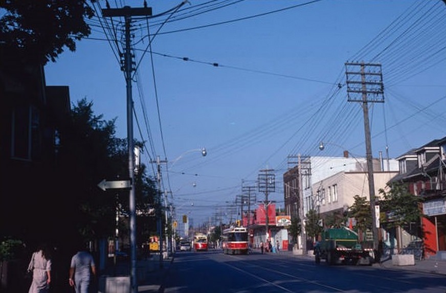 Looking west through Leslieville near Queen and Carlaw, August 31, 1983.