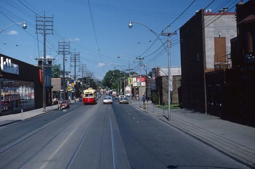 Looking east at Queen and Leslie, June 6, 1981.