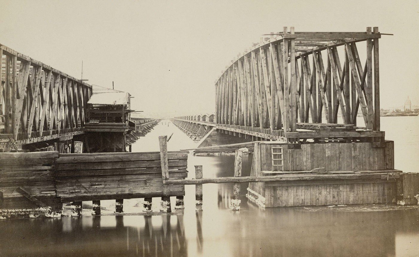 New Bridge over Potomac River. On the Washington, Alexandria and Georgetown Railroad, 1864