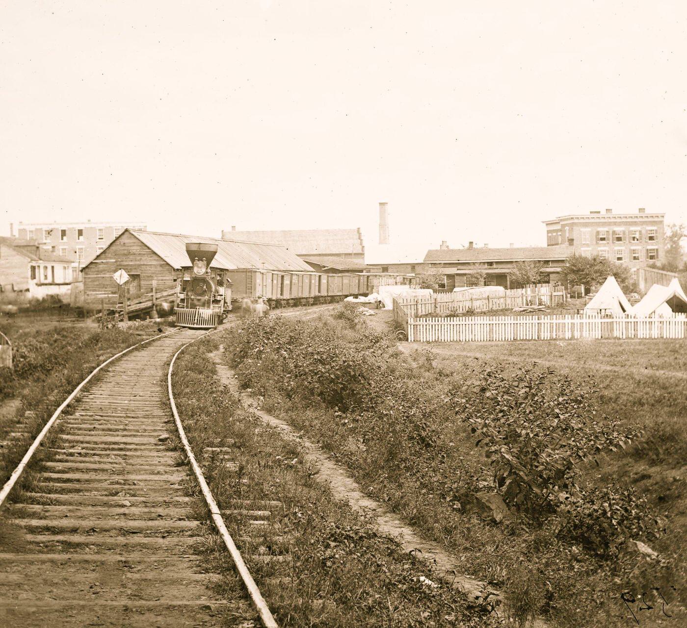 Court House, Va. Freight train on Orange and Alexandria Railroad, Alexandria, 1862