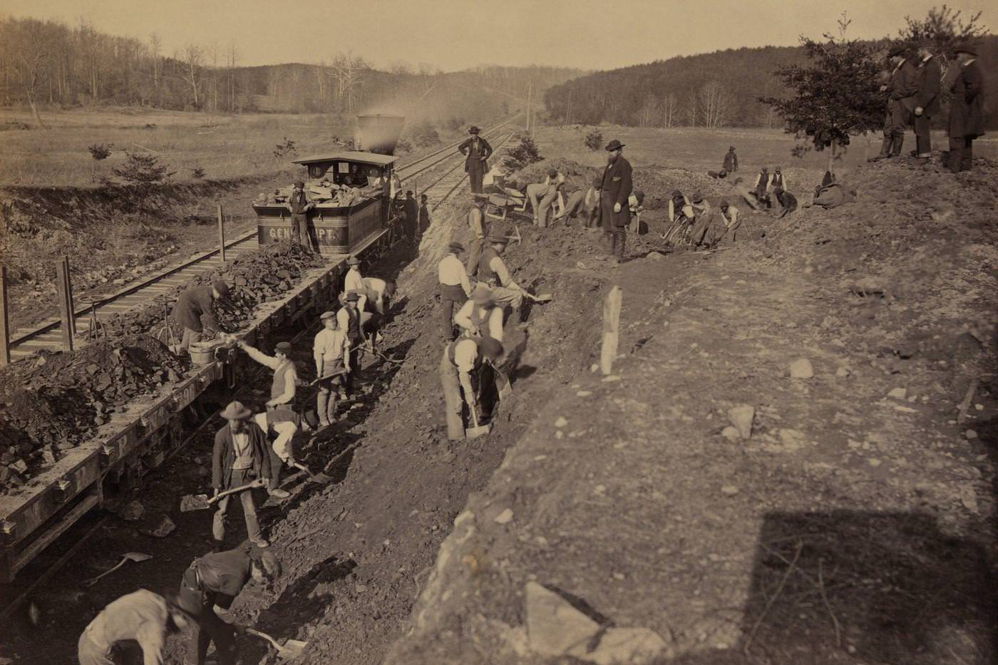 Excavating for "Y" at Devereux Station, Orange & Alexandria Railroad, 1863