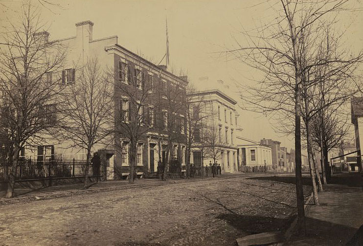 Gen. Slough's headquarters, St. Asaph Street, Alexandria. Post office and veteran's reserve headquarters in middle distance, 1862