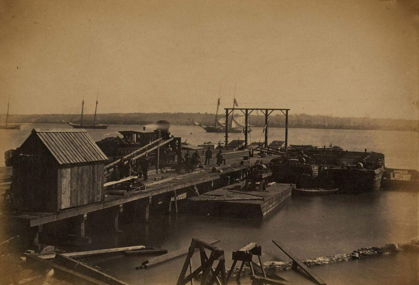 Wharf at Alexandria, Va., used by U.S. Military Railroad Department, 1863