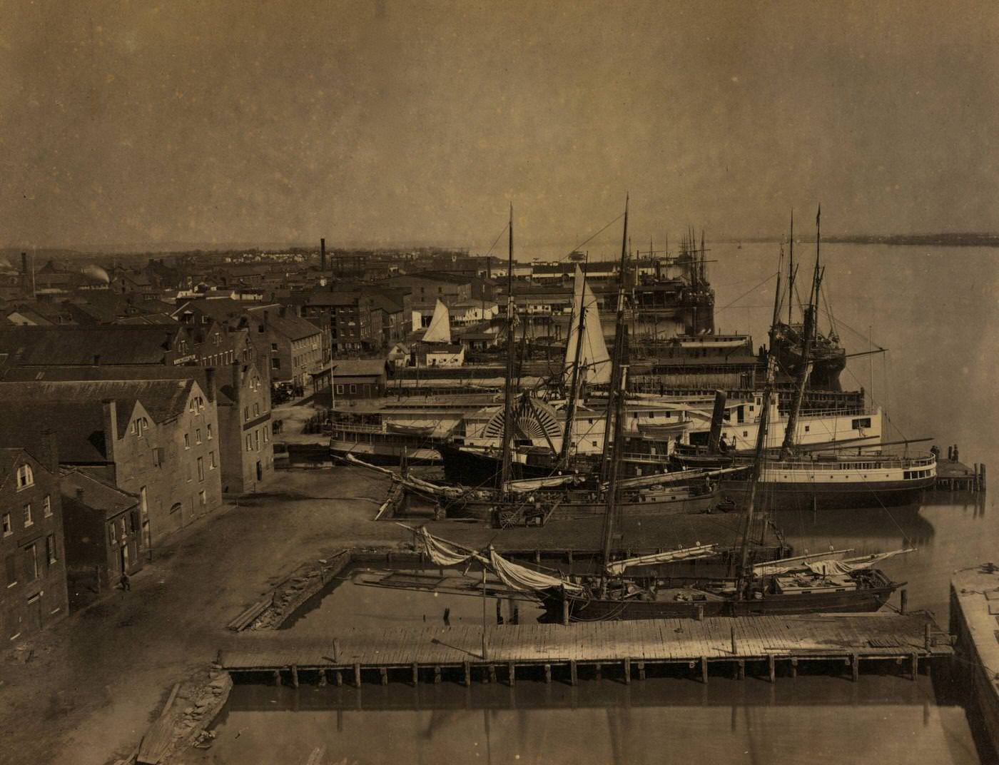 Wharf in Alexandria, Virginia from Pioneer Mill, 1863