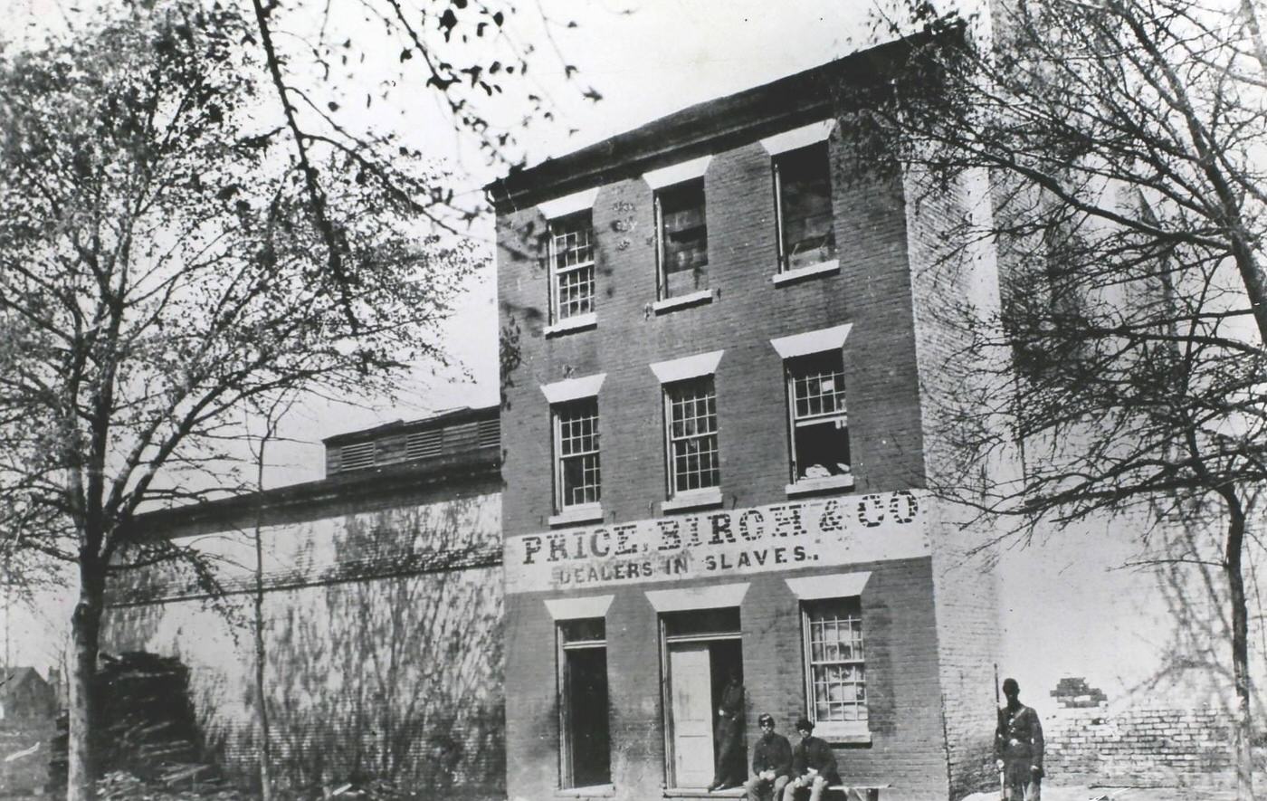 The premises of Price, Birch & Co, Dealers in Slaves, at a slave market in Alexandria, Virginia, 1860.