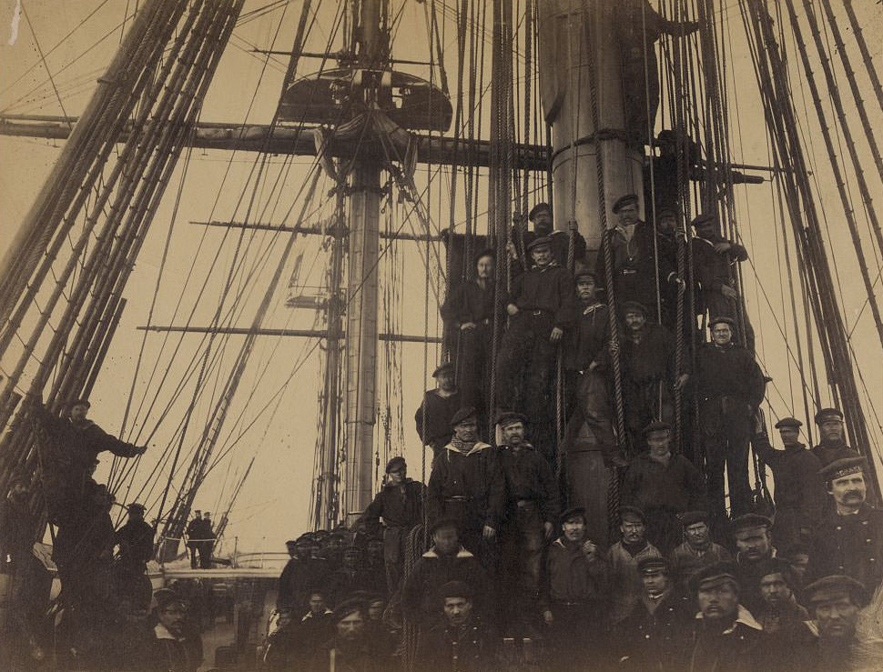 Sailors on Russian frigate "Osliaba," harbor of Alexandria, 1862