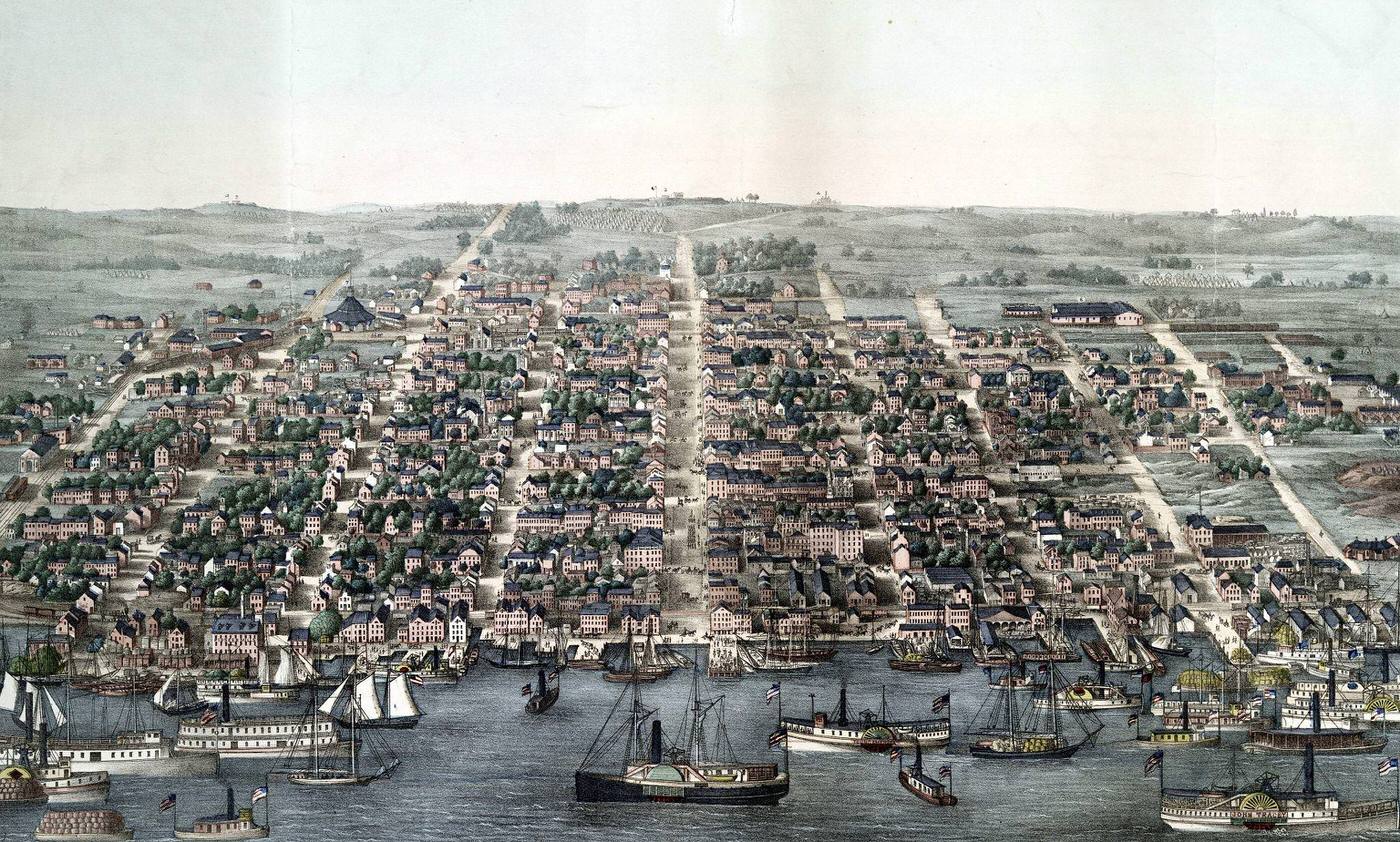 Birds eye of Alexandria, Virginia, 1863.