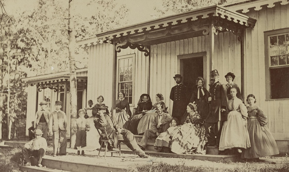 Gen. S. P. Heintzelman and group, convalescent camp, near Alexandria, 1864
