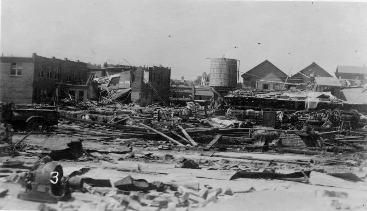 Looking towards the town from the bay area of Corpus Christi after the hurricane of 1919.
