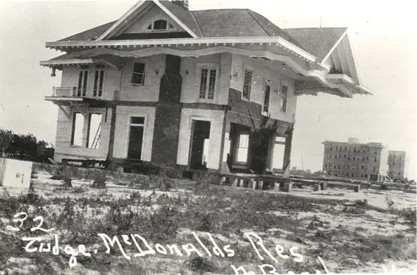 Judge Henry McDonald's house at 3312 Rincon was one of only three structures remaining on North Beach after the 1919 hurricane.