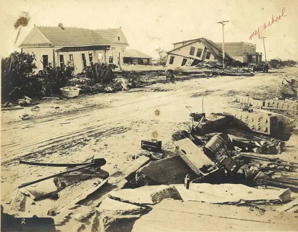 Wreckage on Water Street between Brewster and Carroll streets following the Sept. 14, 1919 hurricane in Corpus Christi.