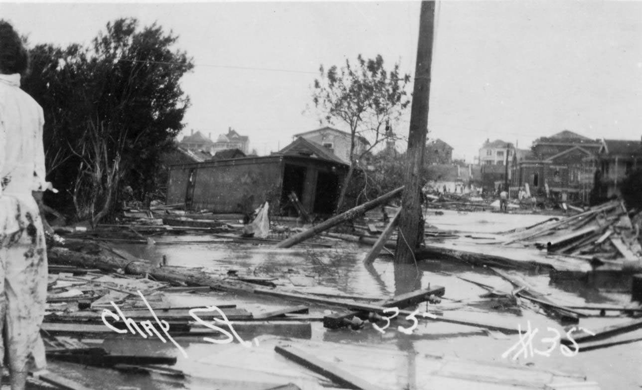 The damaged area of Corpus Christi after the hurricane of 1919.