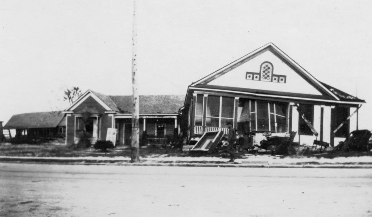 A house damaged in the 1919 hurricane in Corpus Christi.