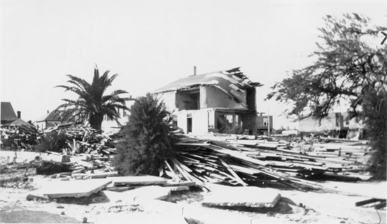 The destruction at the Seaside Hotel in Corpus Christi after the hurricane of 1919.