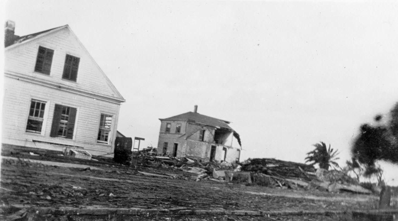A house and a hotel that sustained damage from the 1919 hurricane in Corpus Christi.