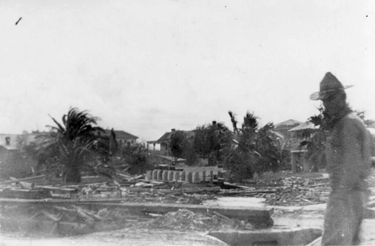 A park in Corpus Christi, Texas that suffered great damage caused by a hurricane in 1919.