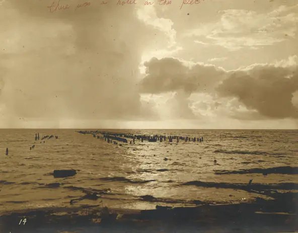 All that remained of the Seaside Pavilion Hotel were pilings following the hurricane of Sept. 14, 1919 in Corpus Christi.