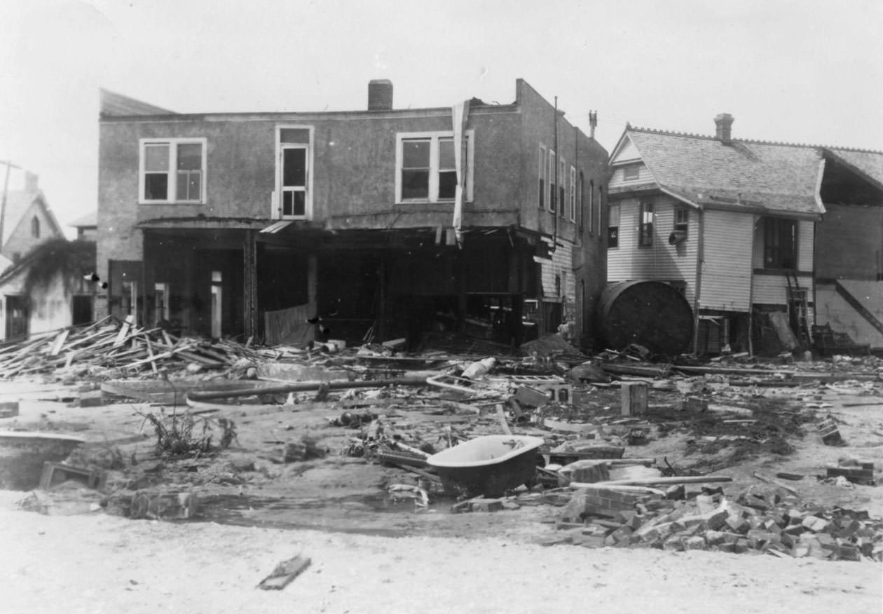 Buildings damaged in the 1919 hurricane in Corpus Christi.