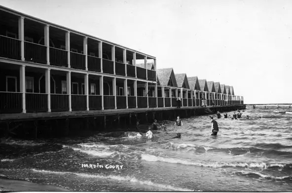 Hardin Court at 1800 Water Street at Brewster Street. The courts extended out into the water. It was wiped away by the 1919 hurricane.