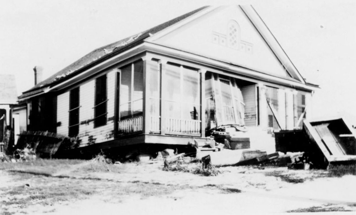 A house damaged in the 1919 hurricane in Corpus Christi.