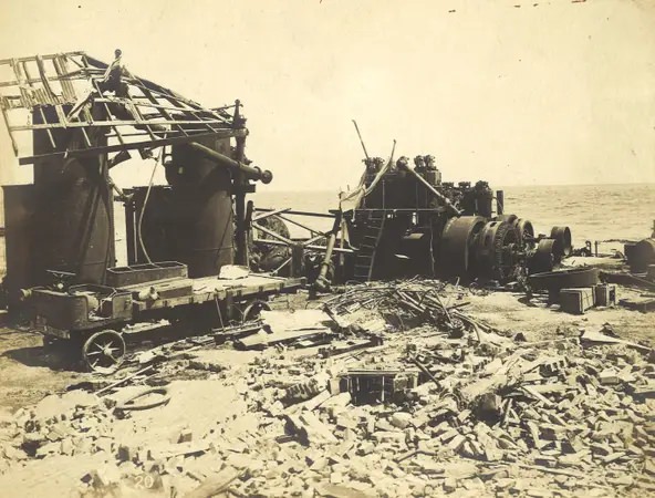 A cotton compress and warehouse lies in ruins after the 1919 hurricane that hit Corpus Christi on Sept. 14.