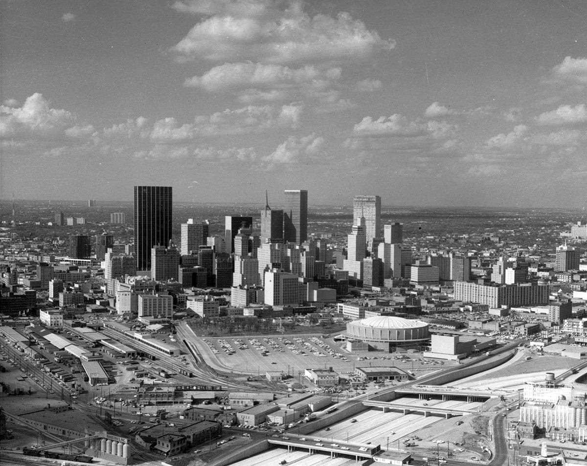 Dallas skyline and Convention Center, 1965