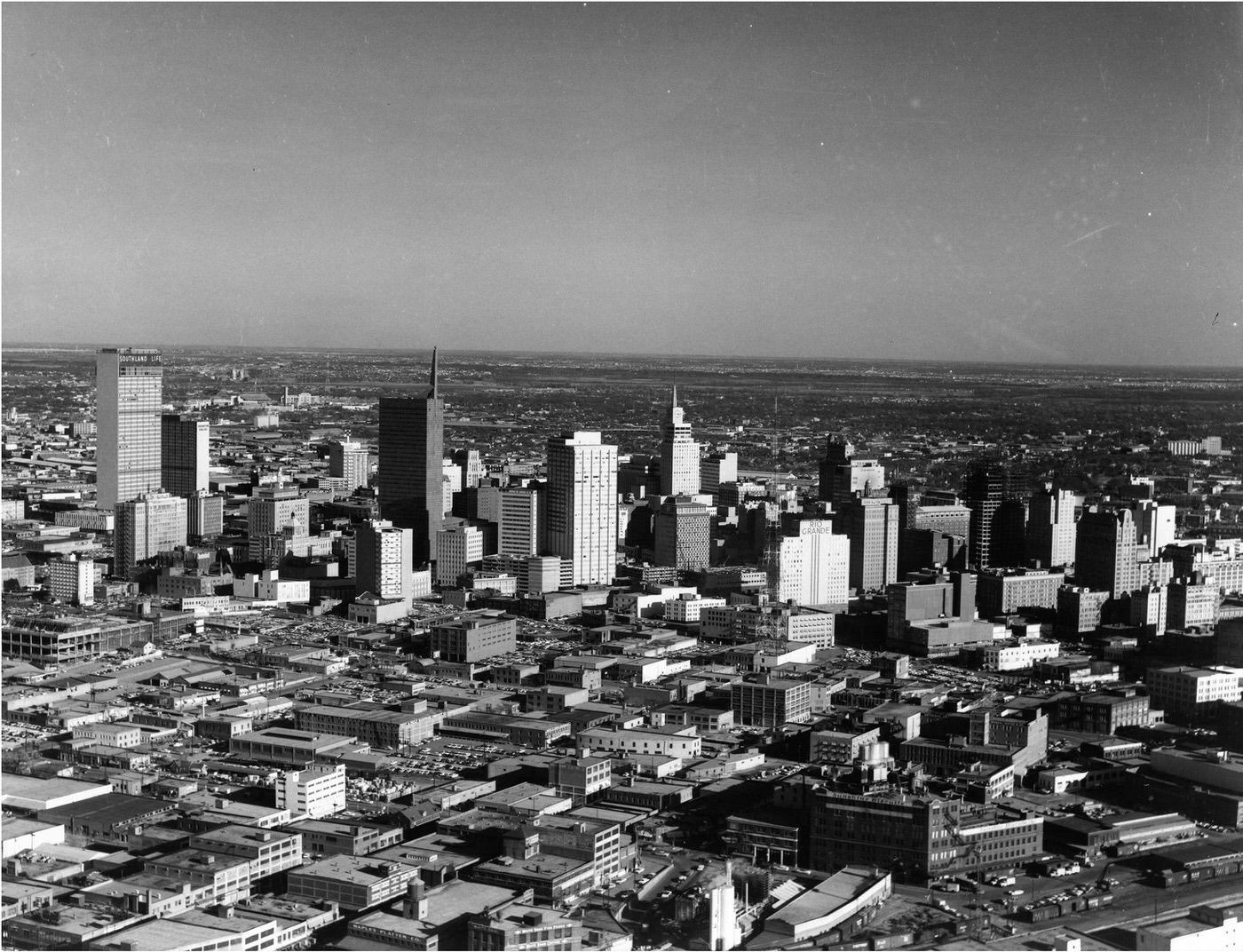 Dallas skyline looking south-east toward Cotton Bowl,1962