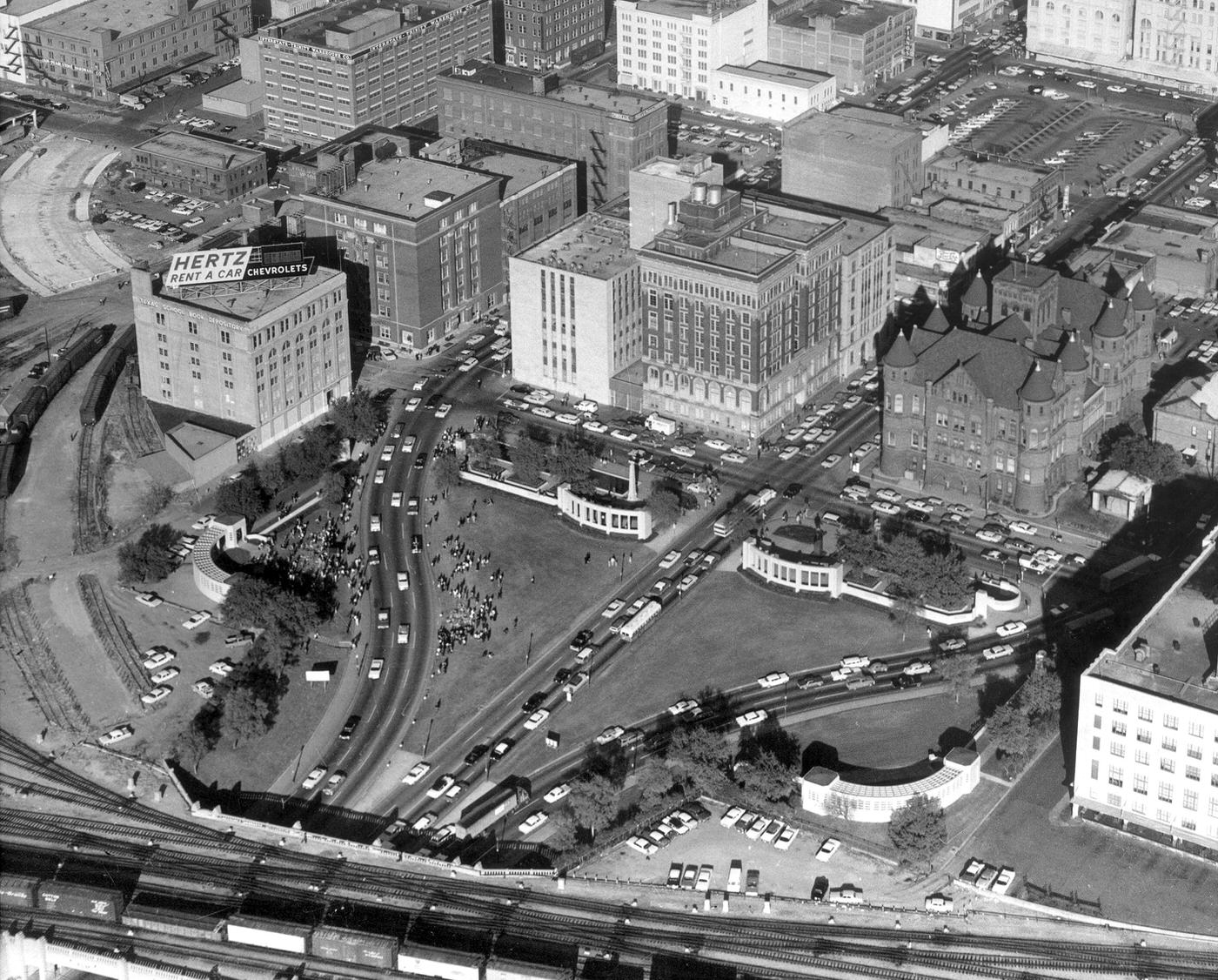 Dealey Plaza following President John F. Kennedy's assassination, 1963