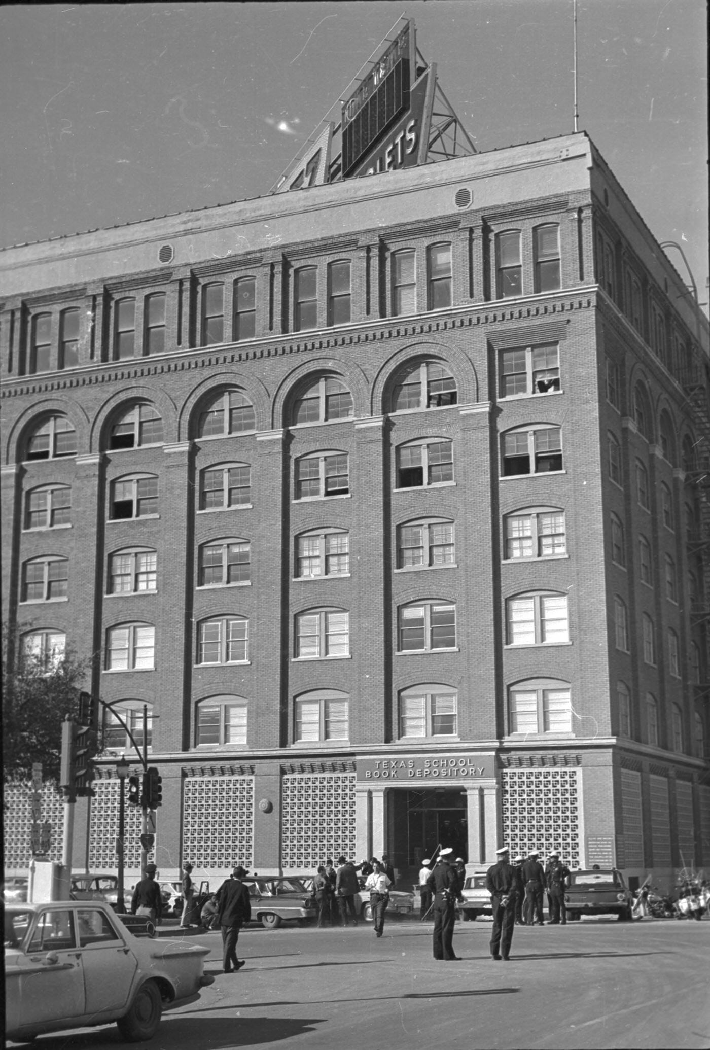 Texas School Book Depository building at Dealey Plaza, 1963
