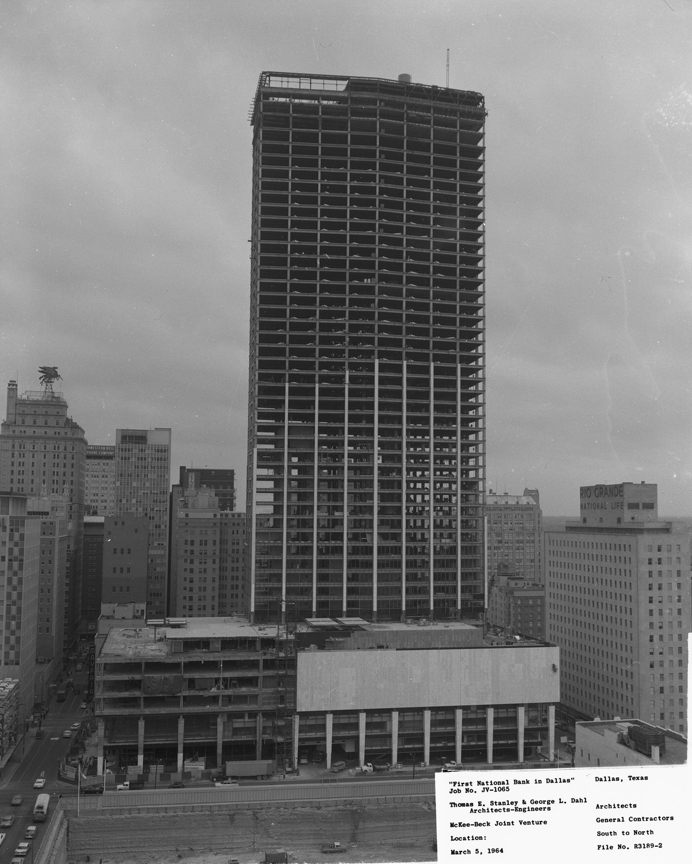 Construction of the First National Bank building, 1963