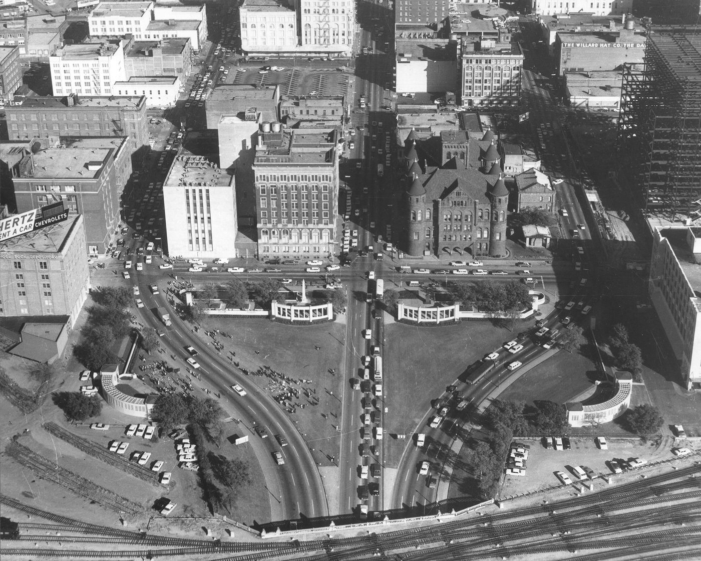 Dealey Plaza and triple underpass, Dallas, Texas, 1963