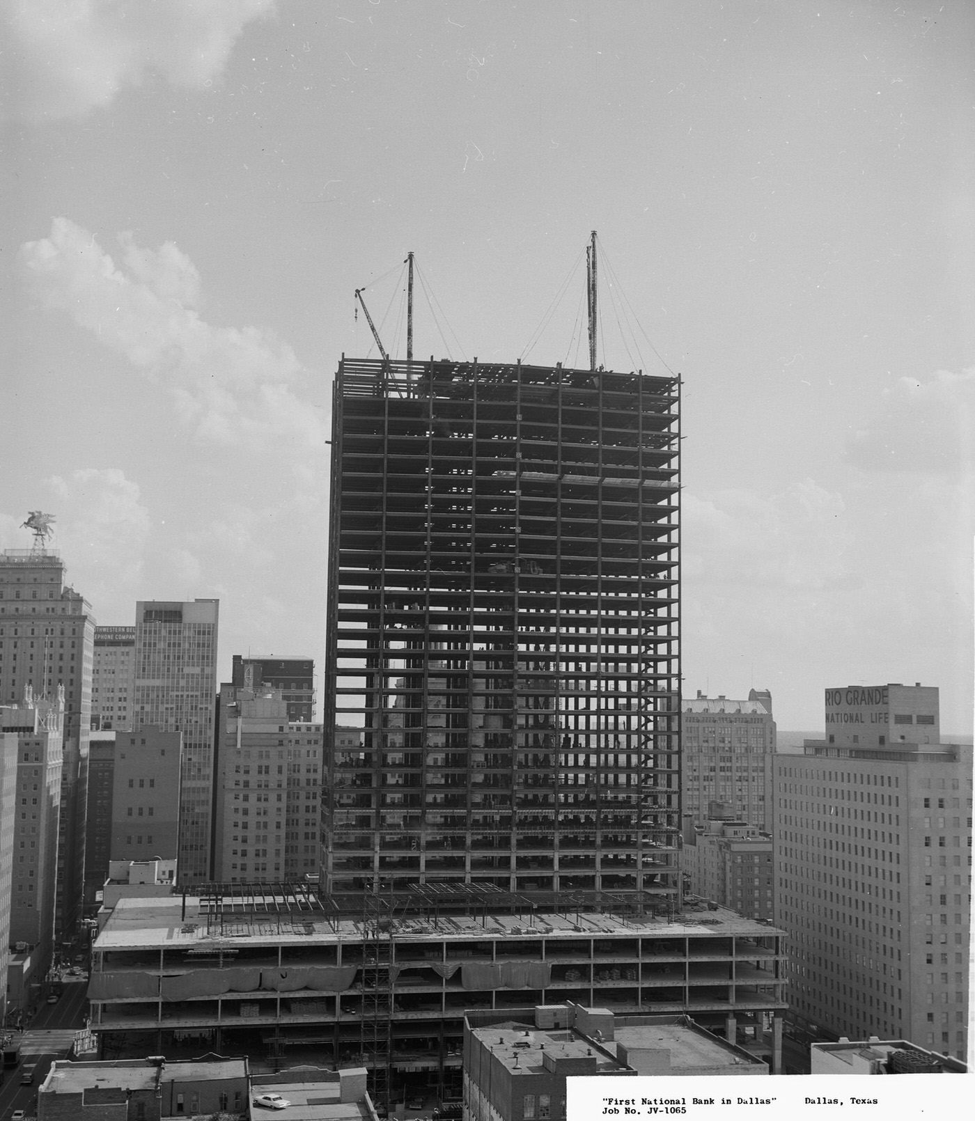First National Bank building construction, downtown Dallas, Texas, 1960