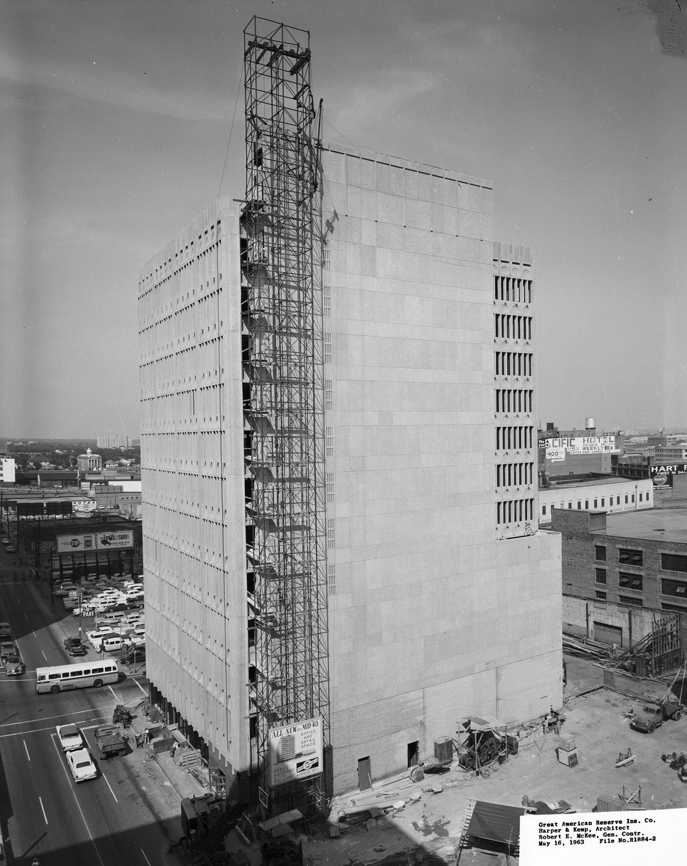 Great American Reserve Insurance Company building under construction in downtown Dallas, Texas, 1963