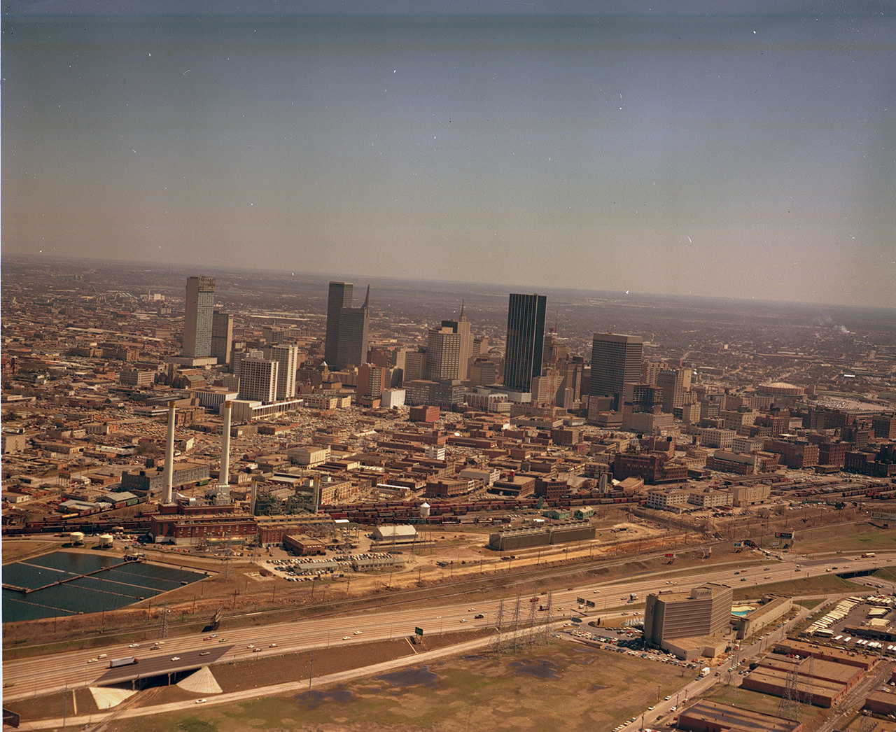 Dallas, Texas skyline, Victory Park area, 1969