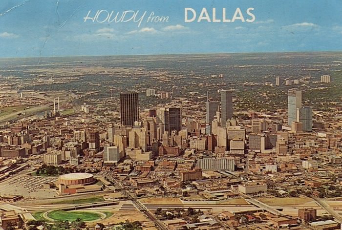 This aerial shot of Dallas in the 1960s shows how large the city had already become.
