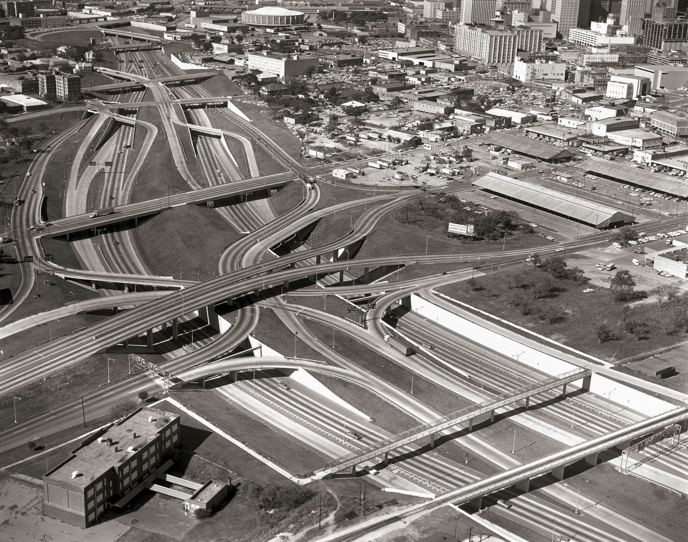 Aerial View of Roadway in Dallas, 1967