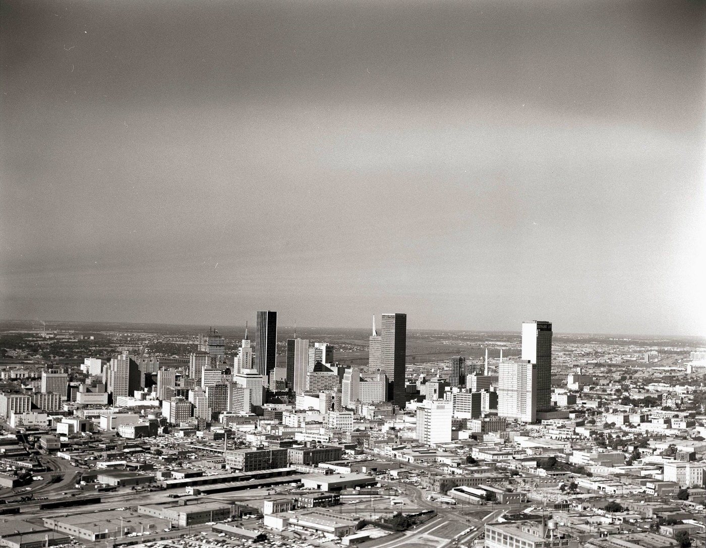 Skyline of dallas, Dallas is ever expanding with industries, as well as the cultural arts such as theater, music, museums and several major universities, , Dallas, 1967