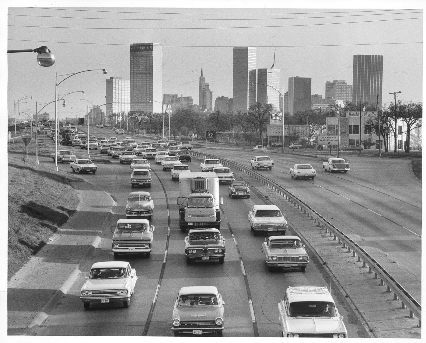 Central Expressway, near Lemmon Avenue and Washington Avenue exit, Dallas, 1960s