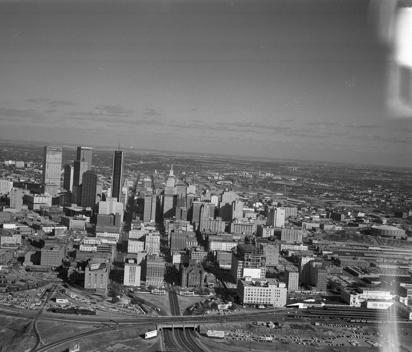 Dallas, Texas skyline and triple underpass, 1965