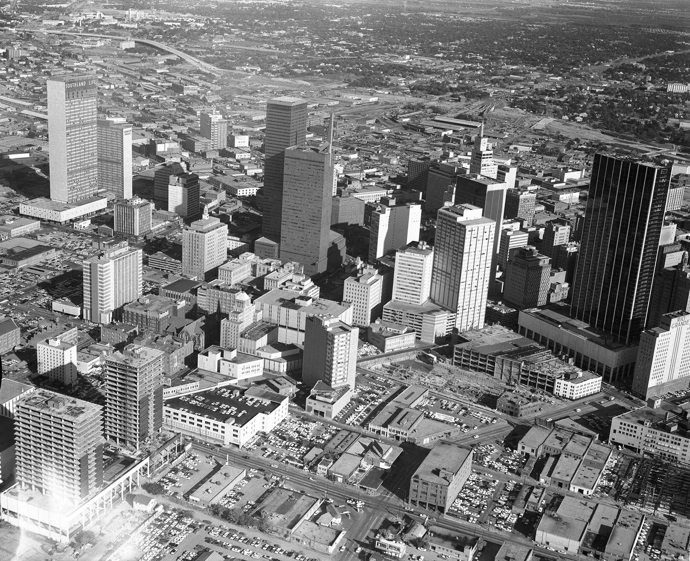 Downtown Dallas aerial, 1964