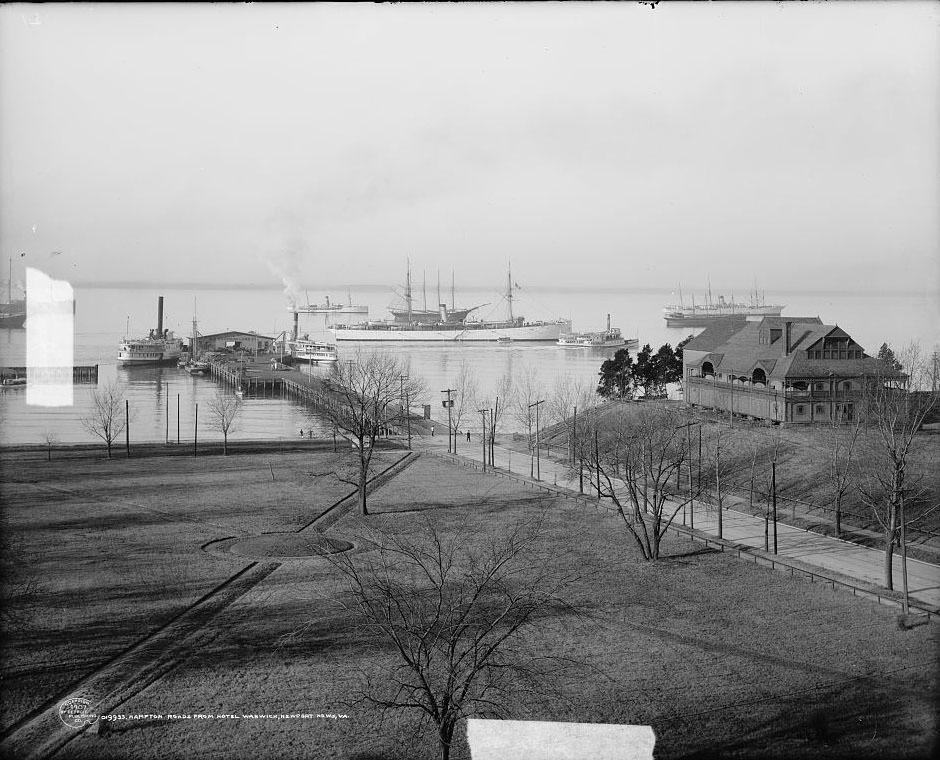 Hampton Roads from Hotel Warwick, Newport News, 1907