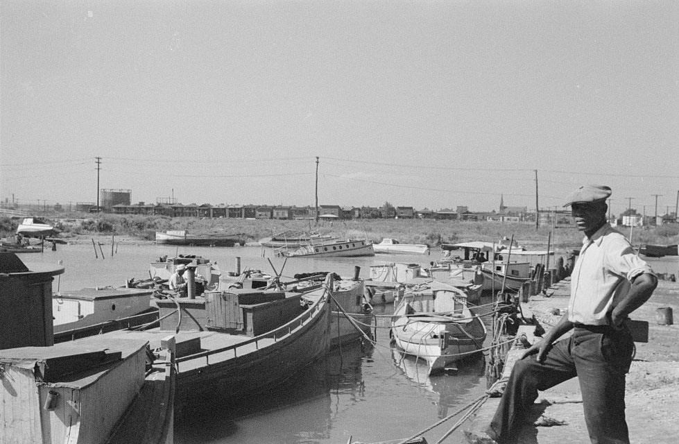 Fishing boats in the harbor, Newport News, Virginia, 1936