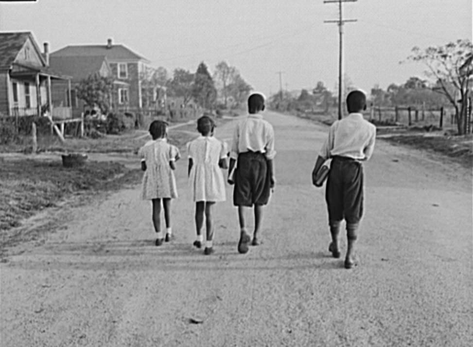 Shipyard worker's children on their way to school, 1942