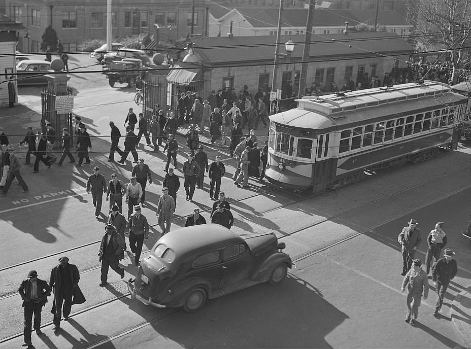 Shipyards at 4:00 p.m. Newport News, Virginia, 1941