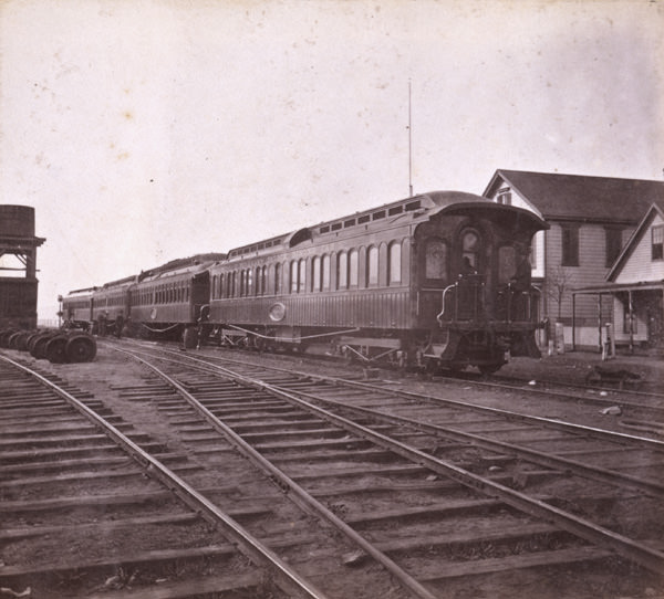 Pullman's Palace Train. Oakland Point, Western Pacific Railroad, 1869