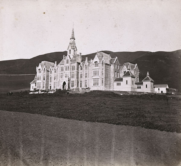 Deaf, Dumb and Blind Asylum, showing front and South side, Oakland, 1863