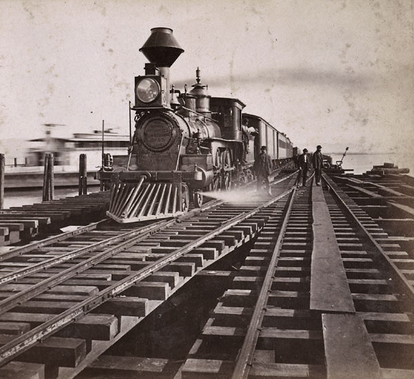 Arrival of the Eastern Train, Oakland Wharf, Western Pacific Railroad, 1865
