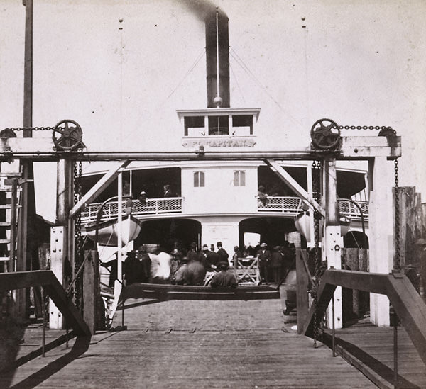 Railroad Ferry Boat in the Slip, 1868